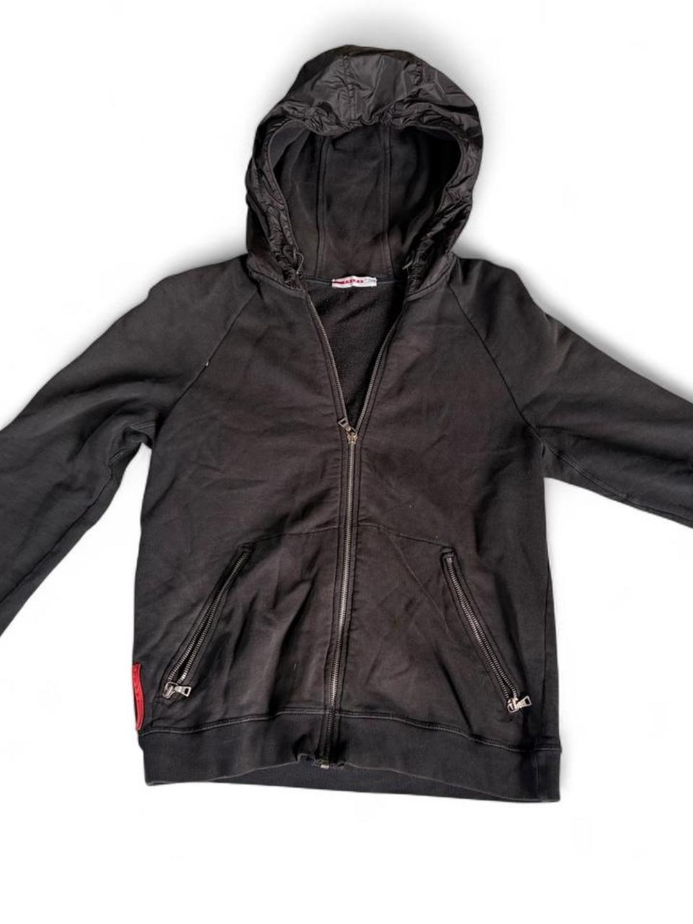 Prada Black Hooded Zip Sweatshirt